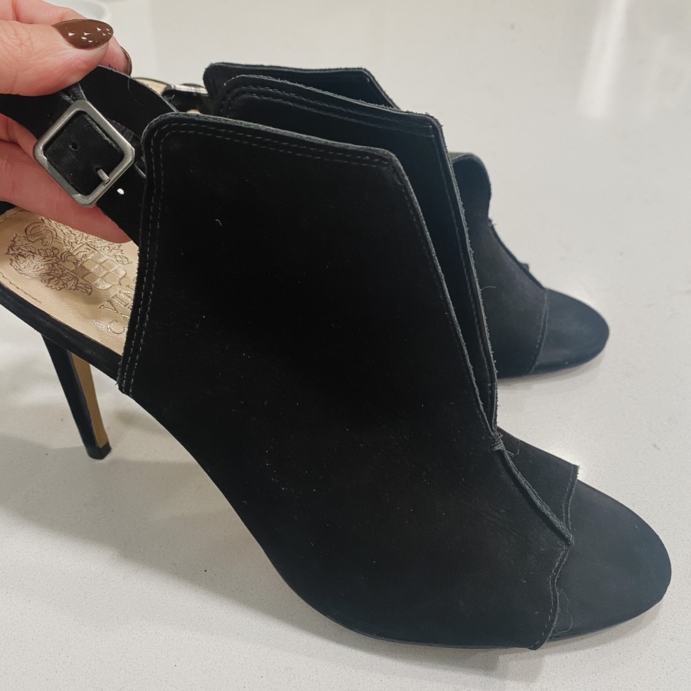 Vince Camuto black suede stilettos